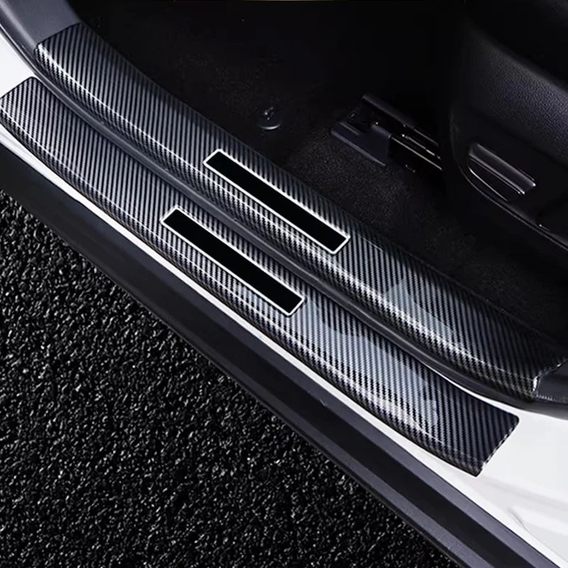 

Для Geely Monjaro и Renault Grand Koleos: Защитная накладка на порог из углеродного волокна ABS, накладка на порог двери автомобиля, защита от царапин, декоративная накладка на порог