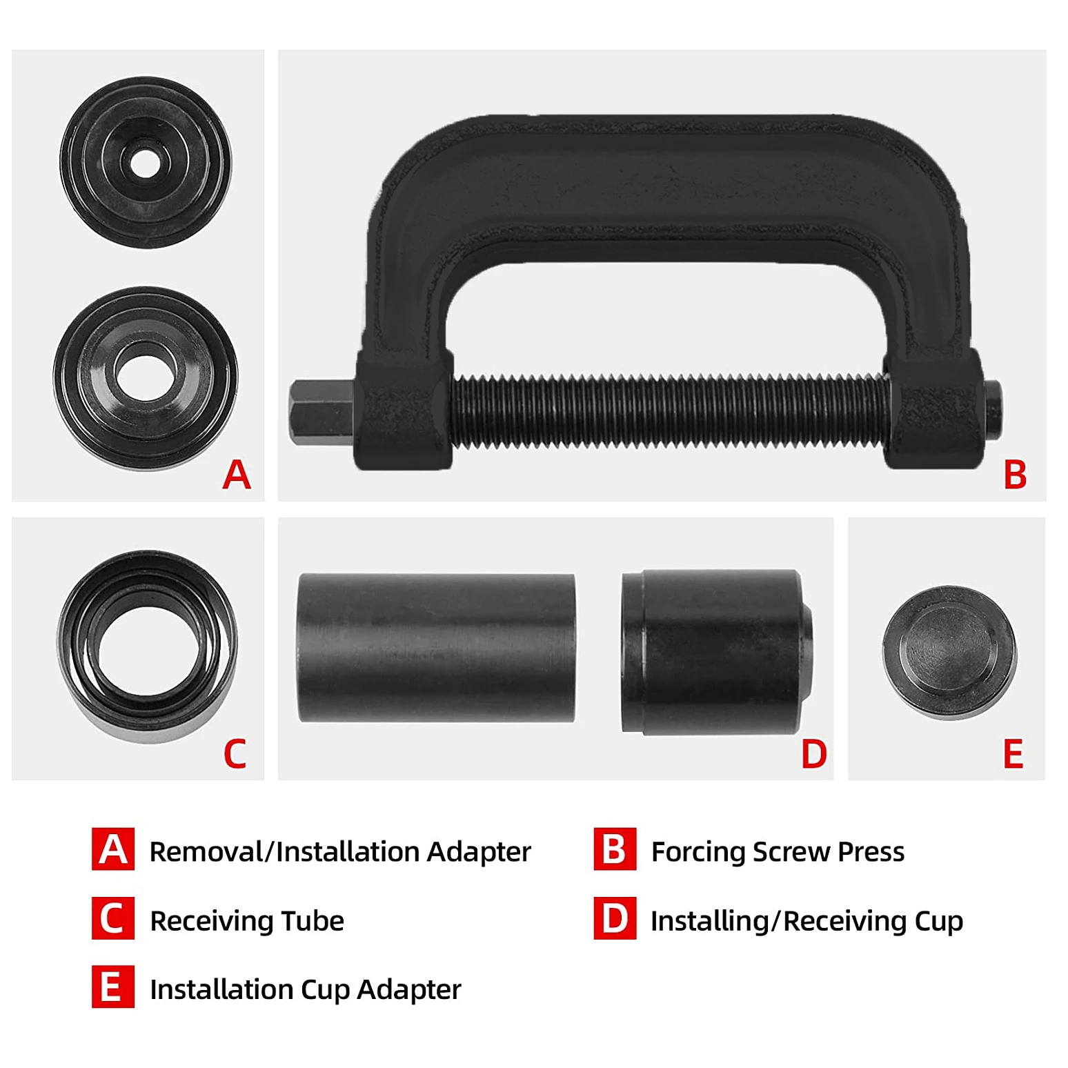 10PCS Heavy Duty Ball Joint Press 4 in 1 & U Joint Removal Tool Kit with 4WD Adapters