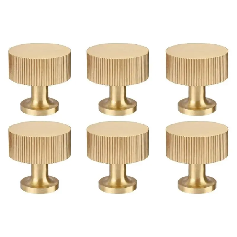 AB41-Brushed Brass Finish Solid Brass Cabinet Knobs Pulls Drawer Handles Dressed Cabinet Gold Knobs Modern Design Dresser