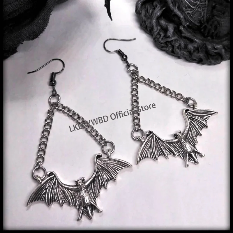 Fashion Vintage Punk Gothic Bat Chain Earrings bloodsucking bat  for WomenHalloween Earrings Hip Hop Girls Jewelry Gift