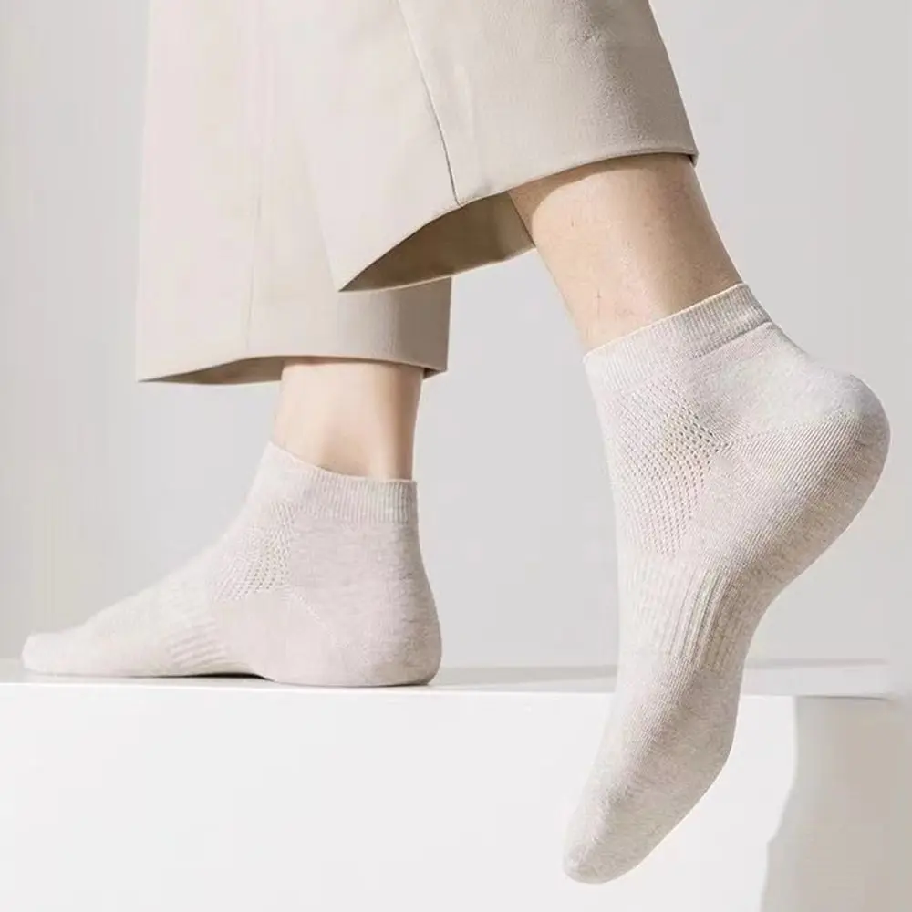 12 Pairs/Set Breathable Men's Summer Socks Thin Sweat Absorbing Mesh Short Socks Odor Proof Hollow Out Invisible Ankle Socks