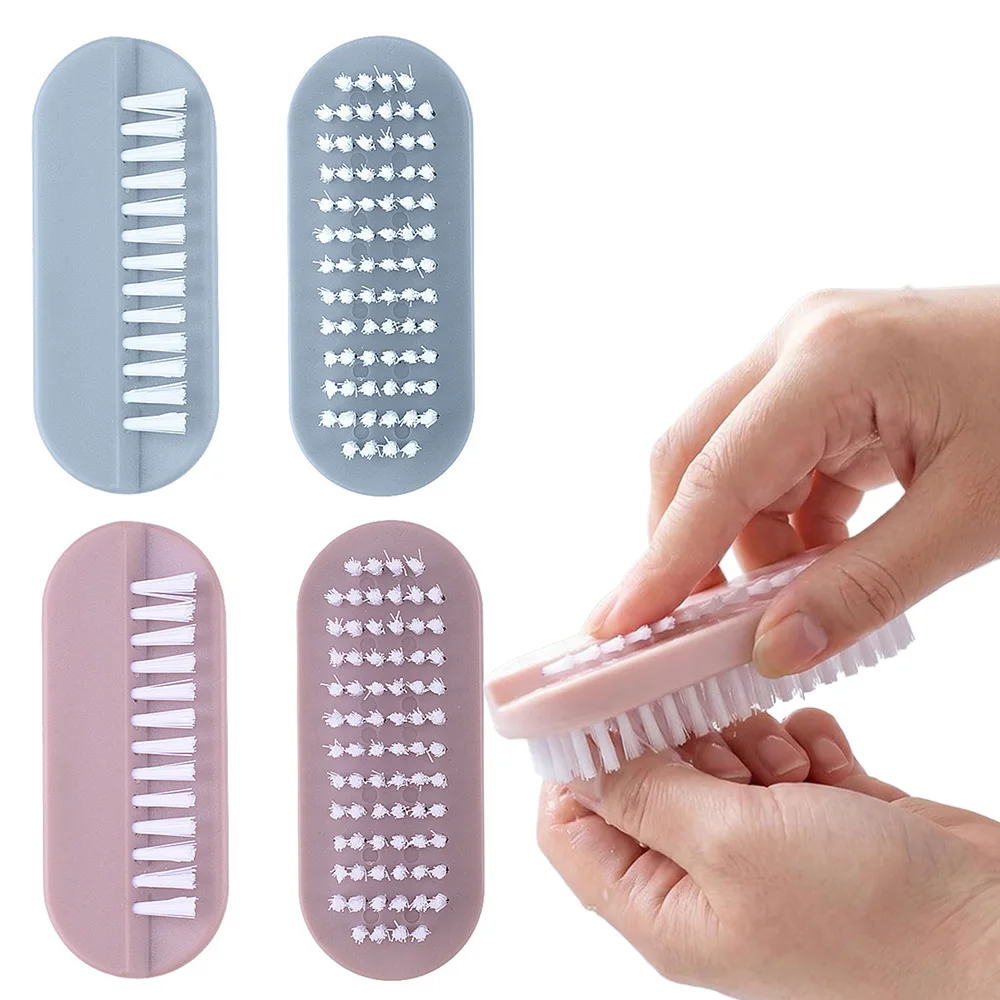 2 Pack Two-Sided Nail Cleaning Brush Dual Soft & Stiff Bristles Hand Nail Scrubber Cleaner Tool for Fingernails Toenails Under