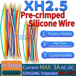 JST XH2.5 Extension Pre-Crimped Silicone Cable Wire 22AWG Copper Wire High TempErature Resistance Cable Crimp Terminal Connector