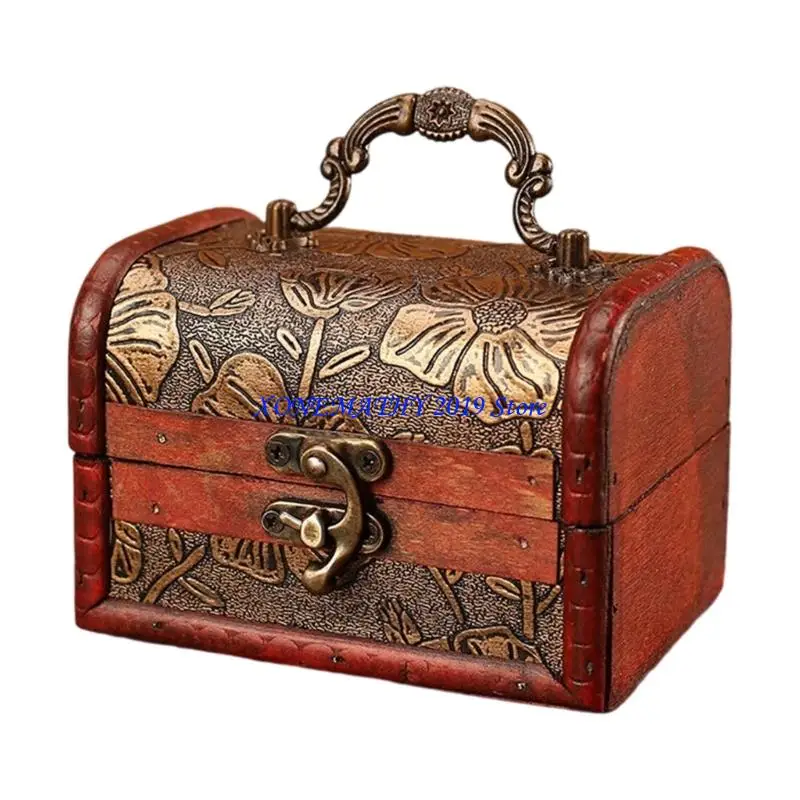 

F42F Стильная деревянная шкатулка для драгоценностей с органайзером для ювелирных изделий с текстурой дерева и кожи, подходящая