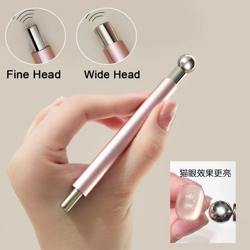 1pcs Little Wand Double Head Nail Magnetic Stick for Cat Eye Nail Gel Strong Magnet Steel Ball Detachable Manicure Magnetic Tool