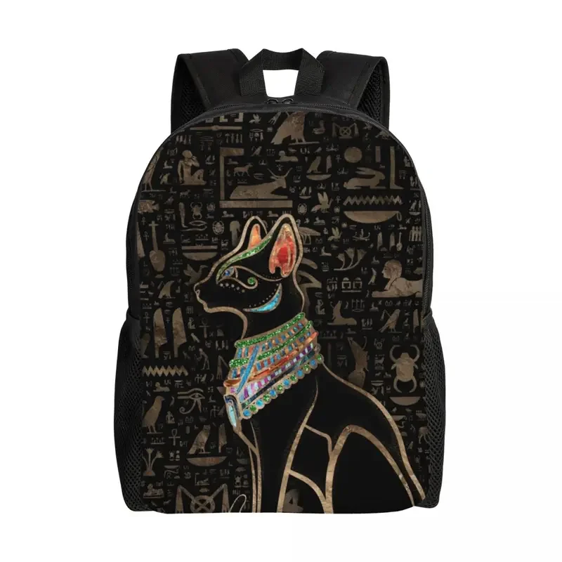 

Customized 3D Print Egyptian Cat Bastet Backpacks Ancient Egypt Goddess College School Travel Bags Bookbag Fits 15 Inch Laptop