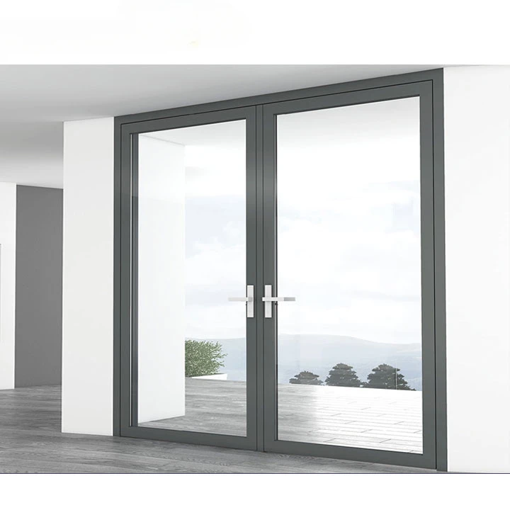 Thermal Windproof Rainproof Security Aluminium Double Glazed Swing Door French Casement Door For Bathroom