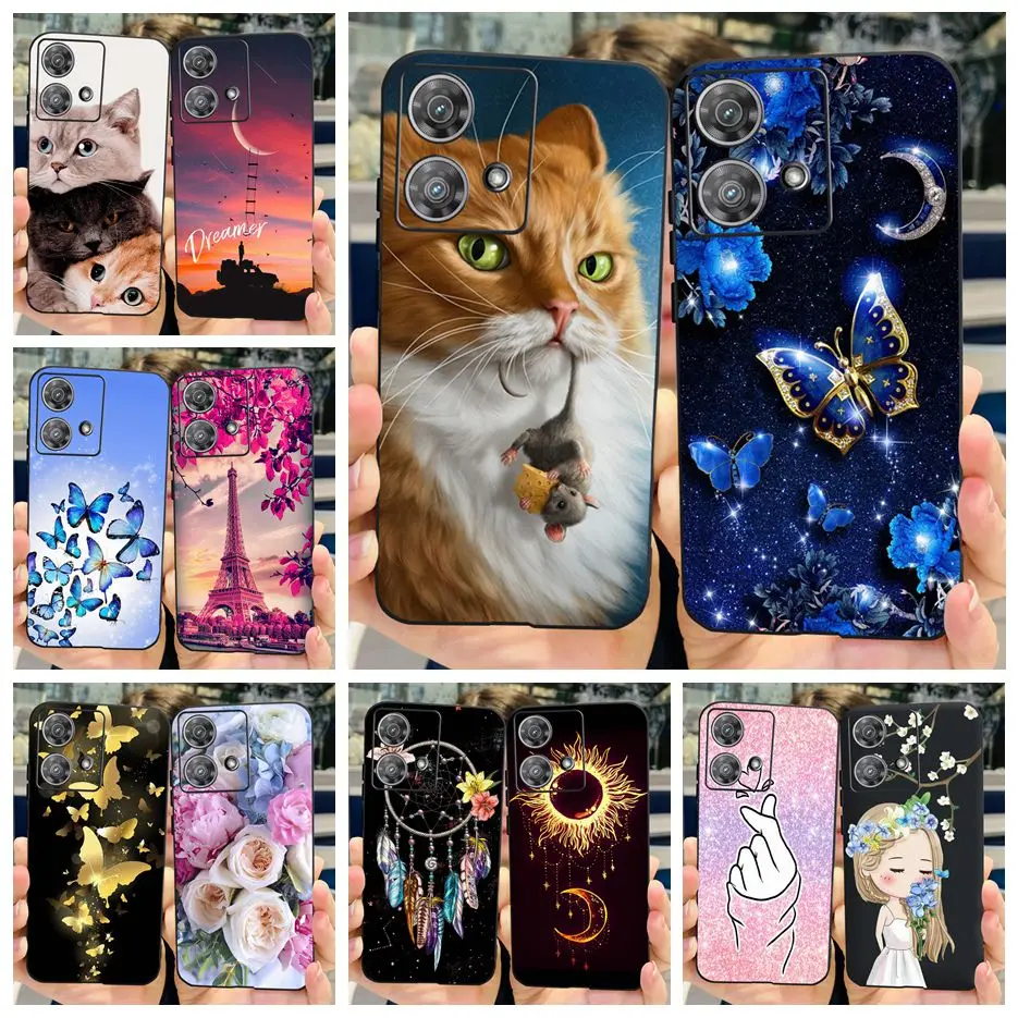 Etui na telefon Motorola Edge 40 Neo 6,55'' Cute Cat Butterfly Cover Miękkie silikonowe etui na telefon Motorola Edge 40 Neo Back Cover Coque