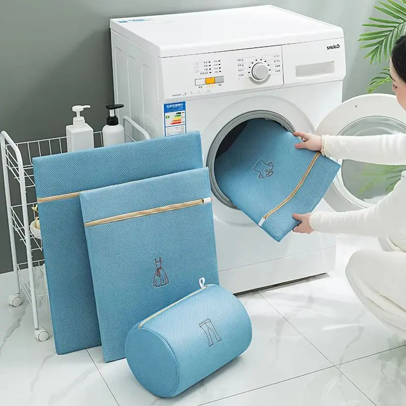 1PC Thicken Laundry Bag Protective Clothes Bra In Washing Machine Embroidered Mesh Washing Bags Dirty Clothes Storage Pouch New