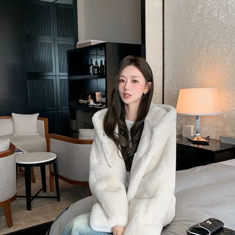 Casacos multicoloridos de pele sintética, casacos femininos de festa modigirl bordados, forro punk gótico, na altura do joelho, casacos boutique com capuz, cristal