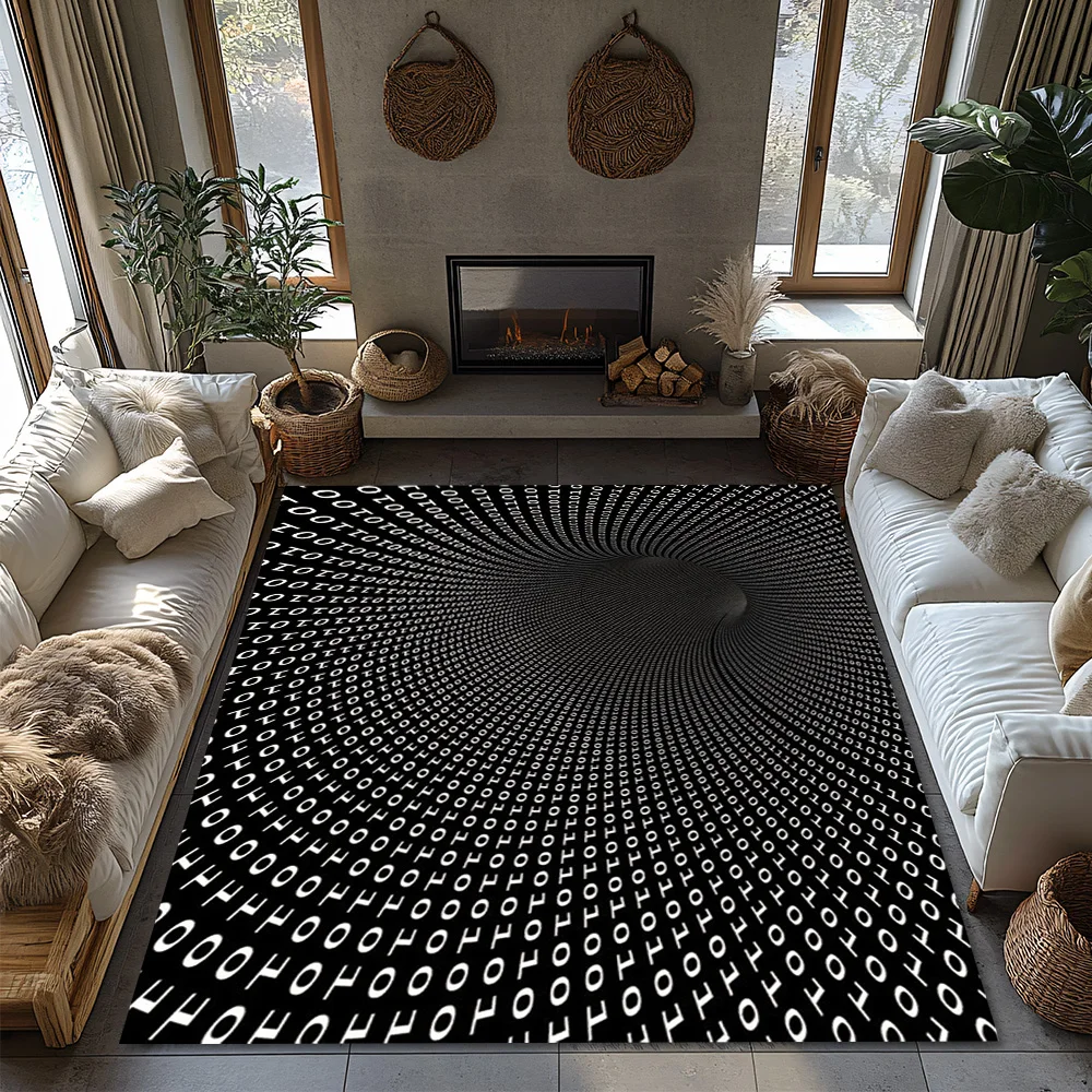 Tuniu Round Geometric Pattern Rug for Living Room Bedroom Kitchen NonSlip Floor Mat Home Decor
