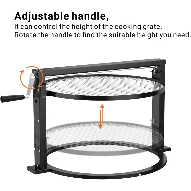 only fire Santa-maria Style Grill Rotisserie System Adjustable Cooking Grate Attachment for Weber 22 inch Kettle Grills