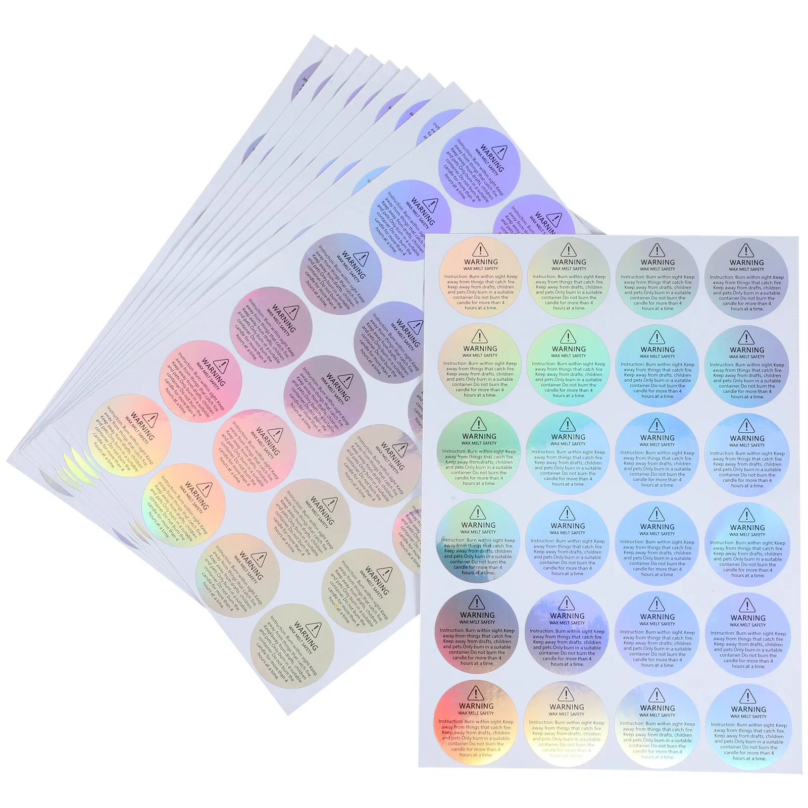 

10 Sheets Warning Stickers Safety Decals for Jar Containers Wax Melts Packaging Fire Hazard Alert Round Adhesive Labels