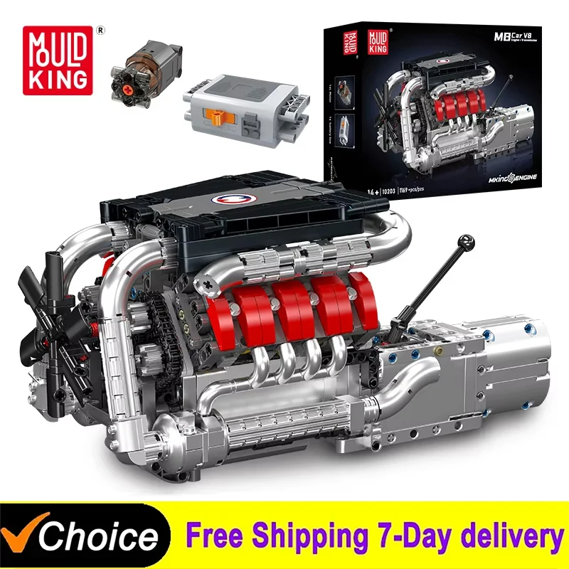 

NEW 1169Pcs Technical Motorized MB Car V8 Engine with Transmission Model Building Blocks Car Engine Bricks Toys For Kids Gifts