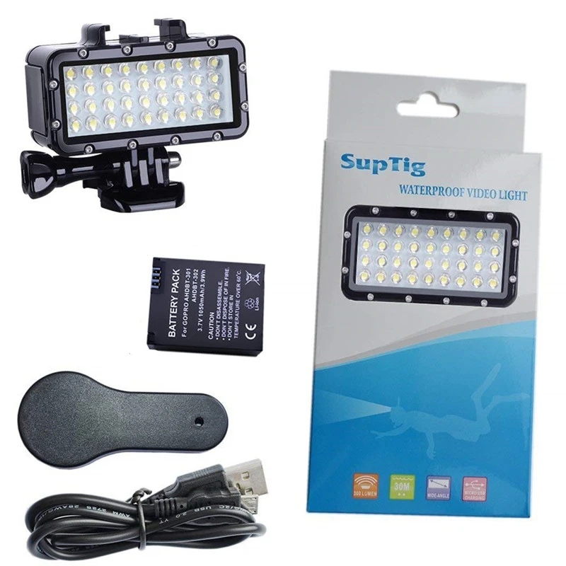 ضوء LED فائق المقاومة للماء ، ملء ضوء الليل ، الغوص تحت الماء ، بطارية لبطل Gopro 12 ، 11 ، 10 ، 9 ، 8 ، 7 ، 6SJ ، YI ، DJI