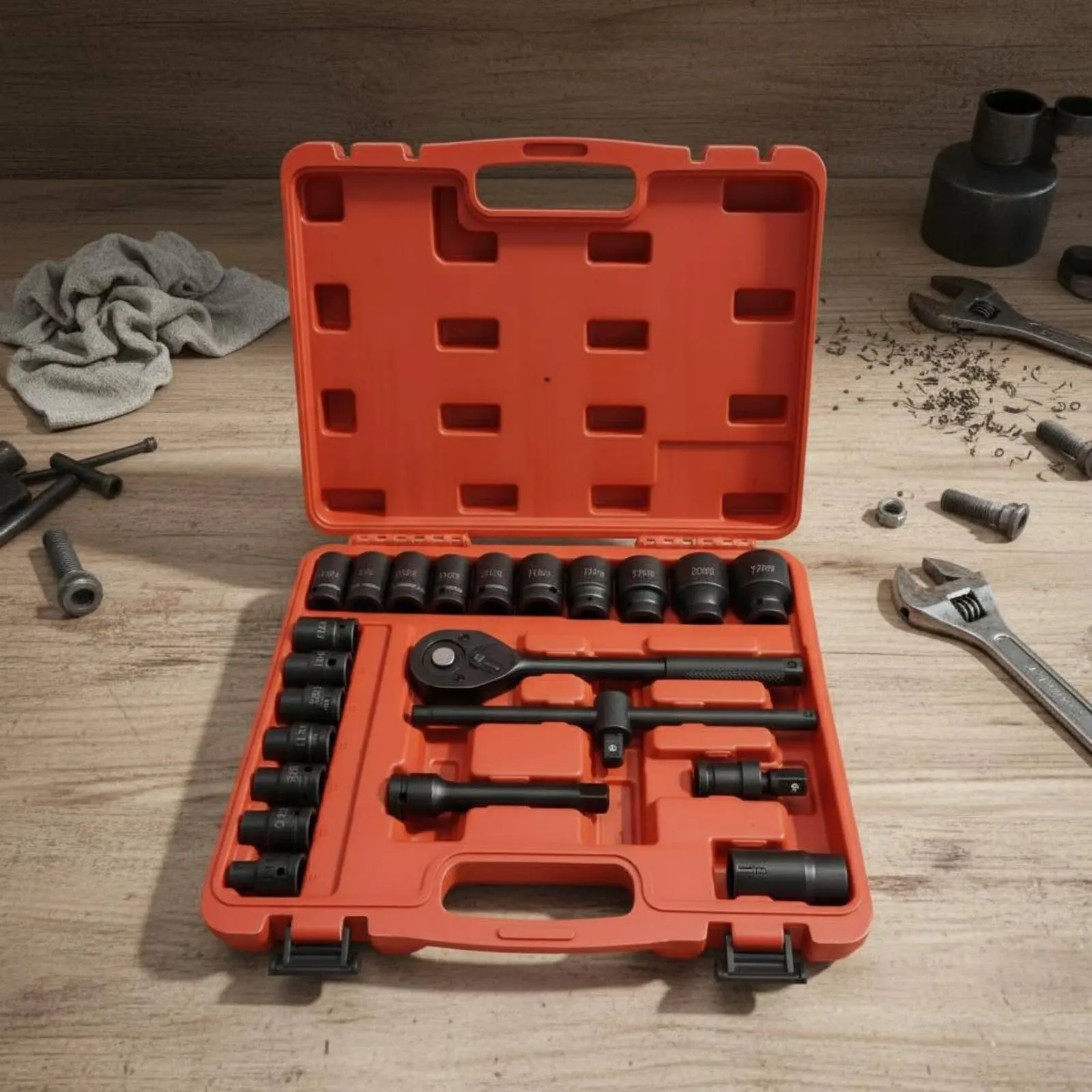 

23 Pieces 1/2 Inch Drive Tool Set Portable 1/2 Inch Power Socket Set Air Wrench Socket Kit Storage Case Included for Workshop