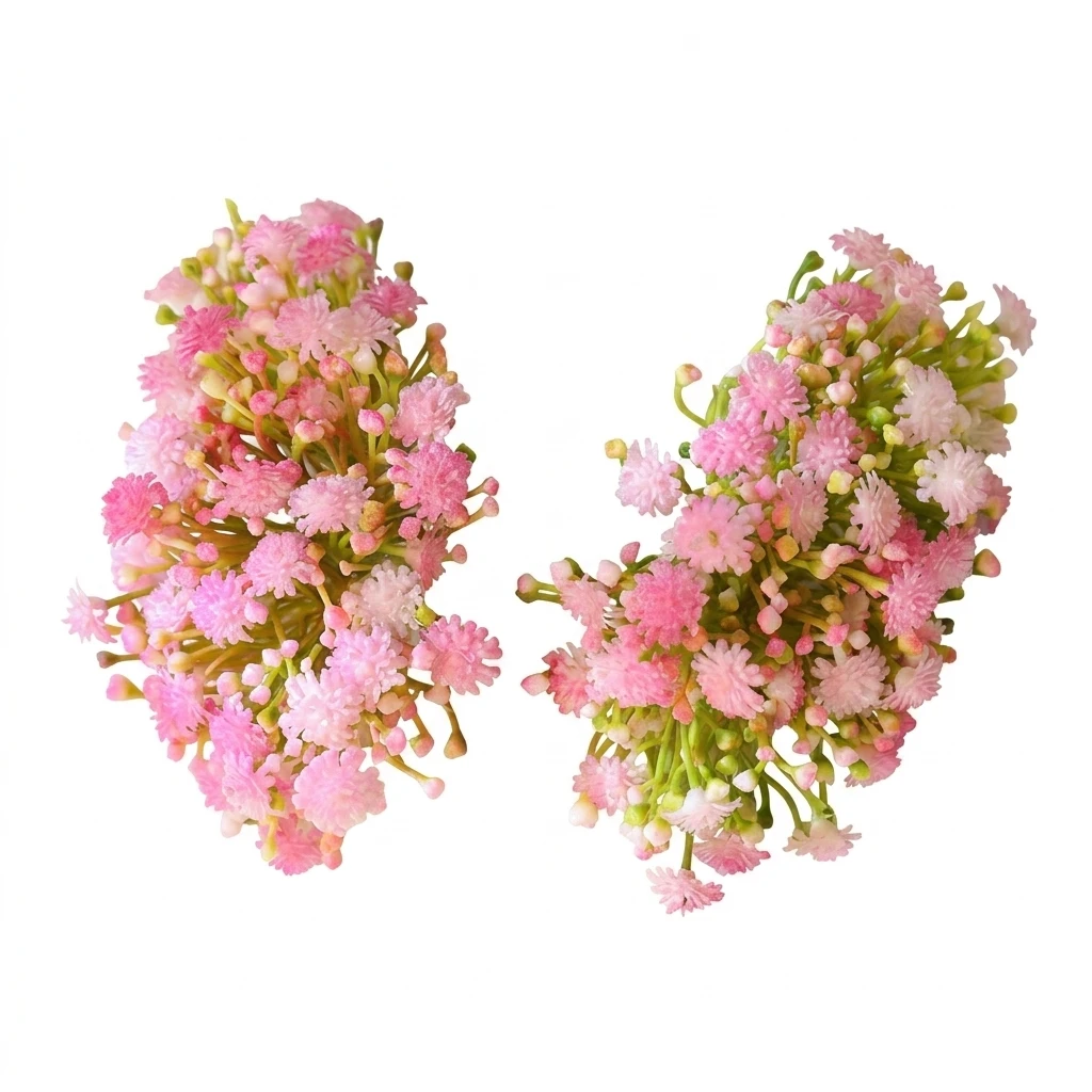 2 Pcs New Chinese Style Artificial Baby's Breath Hair Clips Anti-Slip Resin Floral Barrettes with Rust-proof Alloy for Women