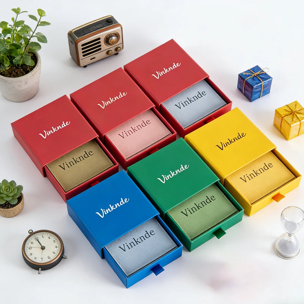 

24Pcs Red Gift Boxes Paper Small Soap Box Custom Logo Cardboard Mini Jewelry Packing Carton And Microfiber Suede Pouches Bags