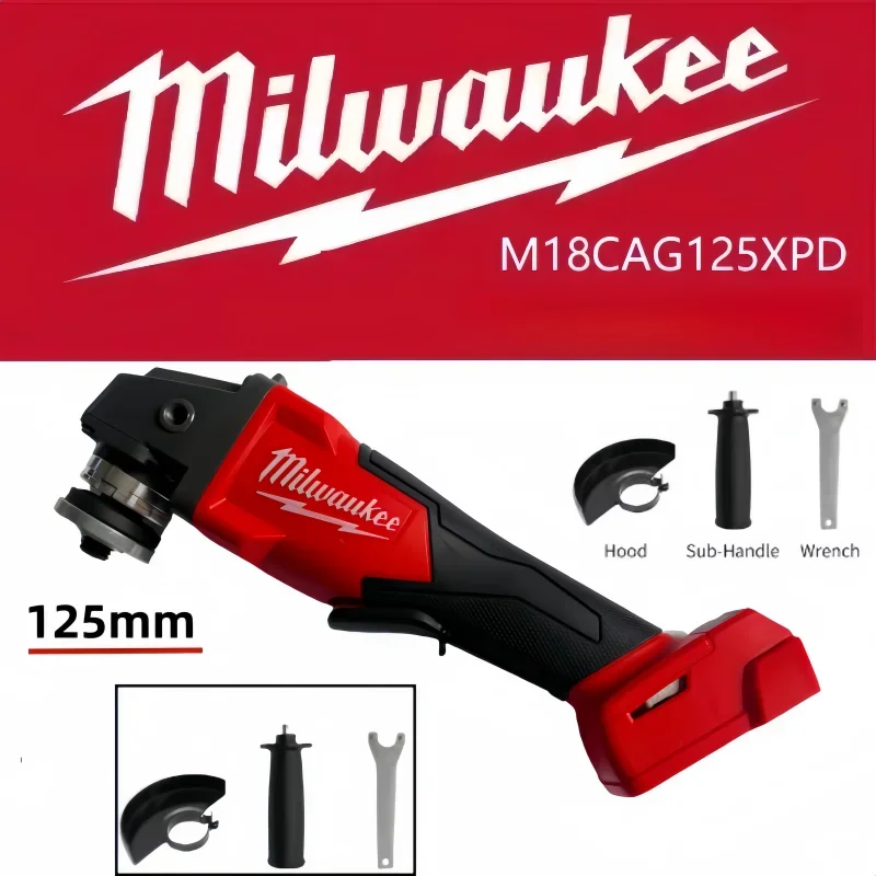 

18V Milwaukee 125mm Braking Brushless Angle Grinder M18 Electric Cordless Polishing 3 Gears Variable Speed Cutting Power Tools