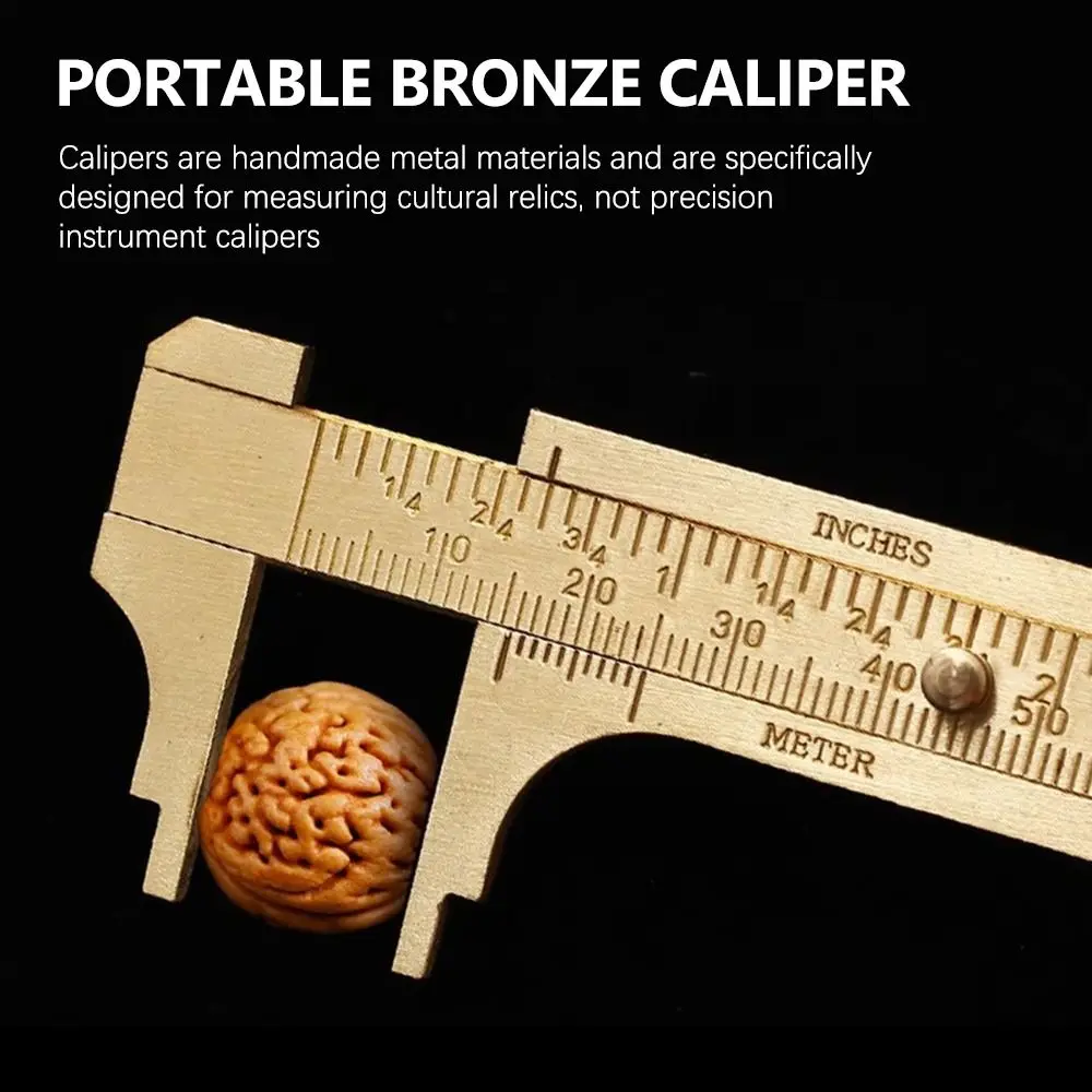 1Pcs New 80/100mm Brass Vernier Caliper Pocket Size with Metric Imperial Scale Slide Gauge Ruler Mini mm/inch Measuring Tool