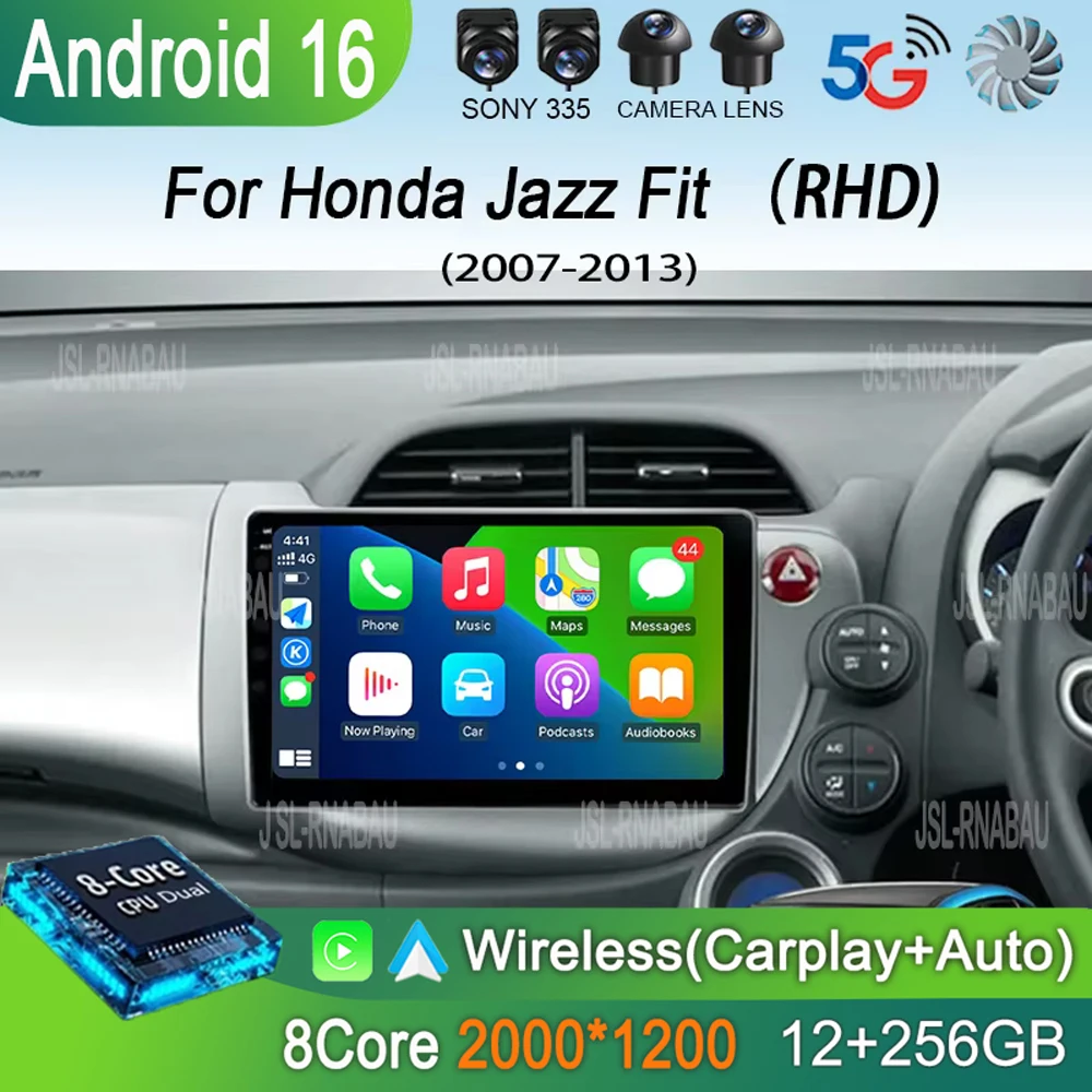 

Автомагнитола Android 16 для Honda Jazz Fit 2007-2013 (правый руль), мультимедийный видеоплеер, Carplay, Auto, GPS-навигация, 2DIN головное устройство