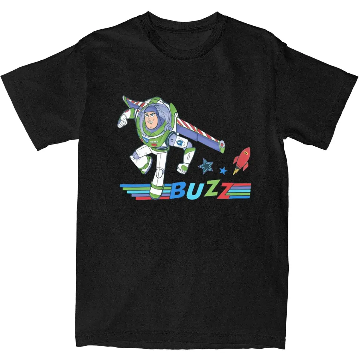 Men Buzz Lightyear Colorful Toy Story T Shirts 100% Cotton Top Tees Summer Vintage Short-Sleeve T Shirt