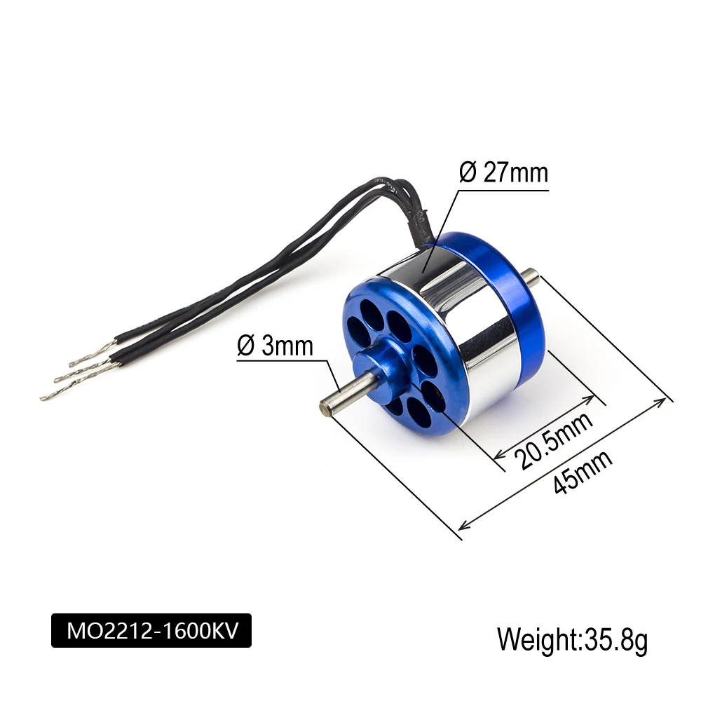 DW Hobby High-Performance MO2212 1600KV Brushless Motor - 270W Max Power for RC Planes/Quadcopters MO2215 1000KV Motor for Plane