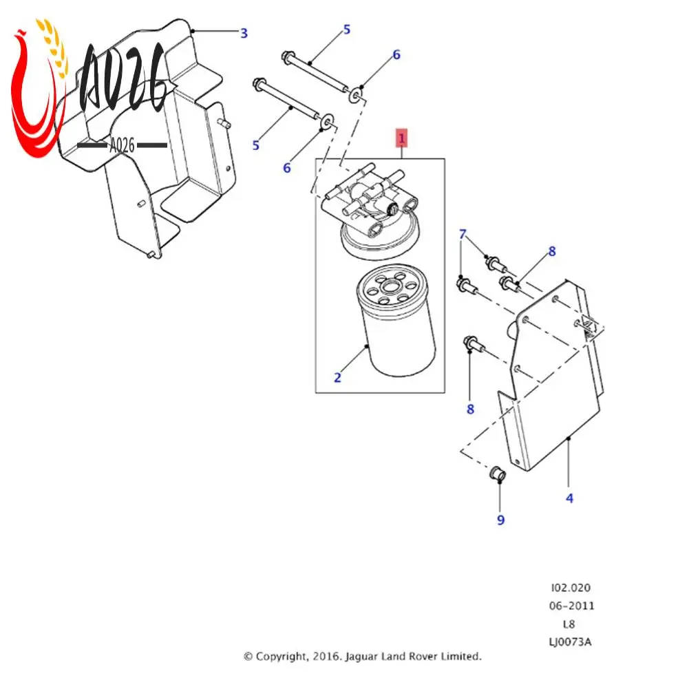 

A026-WJI500040 WJN500190 Fuel Filter Housing Top Head Holder For Land Rover Defender 2007-2016 Diesel Filter Assembly