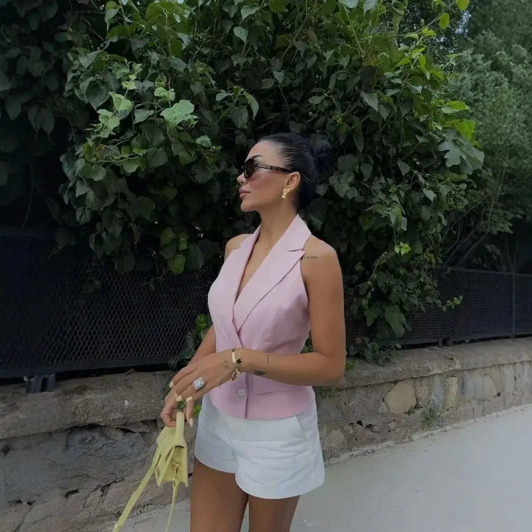 

Жилеты Жилеты Тонкий женский жилет Оранжевый осенний твидовый жилет с поясом на рабочем месте Сложная компания Темперамент Современный прямой