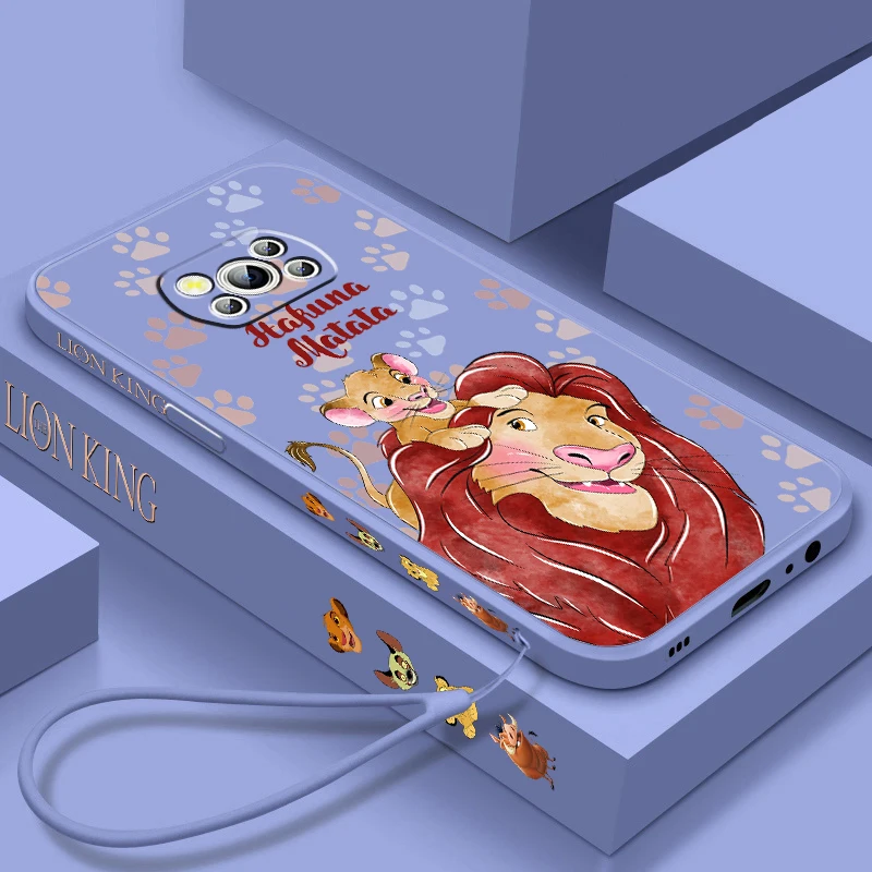 Cute Disney Lion King Liquid Left Rope For Xiaomi Mi Poco X6 X5 X4 X3 M6 M5 M5S M4 M3 F5 F4 F3 Pro 5G Cover Phone Case image 3