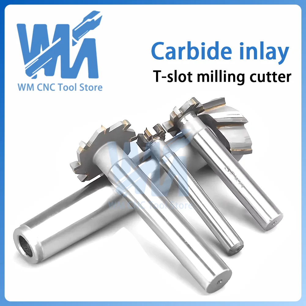 

T-shaped milling cutter with alloy inlay, T-shaped groove cutter, straight shank carbide surface milling groove cutter