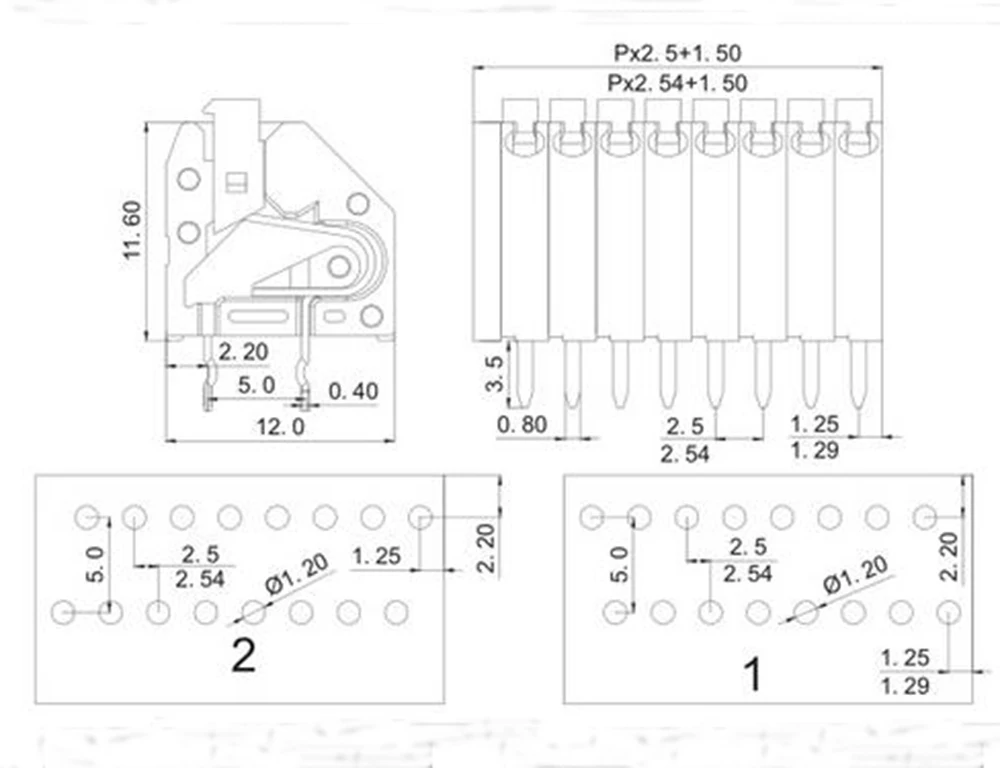 30pcs 2.54mm Pitch 250-2.54 2P IEC250V2A CE Rohs UL300V2A 24-20AWG PCB Spring Terminal Block