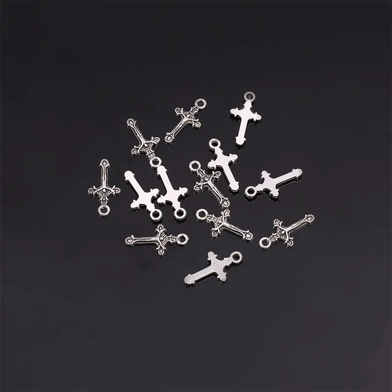 20 Pieces / Religious Classic Small Cross Craft Earrings Cross Medal Jesus Cross Necklace Handmade Medal Jewelry Cross