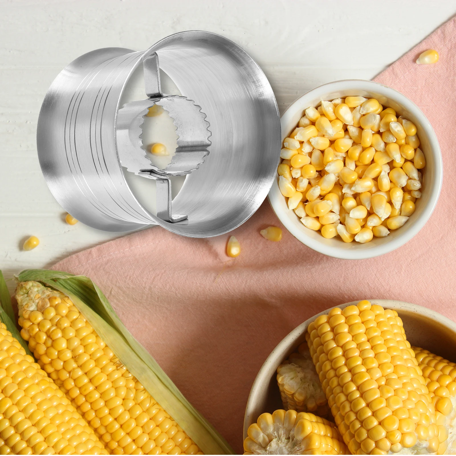 

Corn Separator Stripper Peeler Kernels Tool 304 Stainless Steel Kitchen Thresher Household Flexible Easy Small Storage Cooking