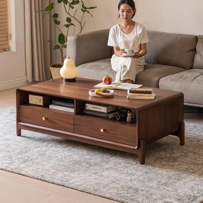 طاولة قهوة من خشب الجوز، شقة صغيرة للاستخدام المنزلي في القرون الوسطى، غرفة المعيشة الرجعية، طاولة القهوة الخشبية الصلبة، مجموعة خزانة التلفزيون