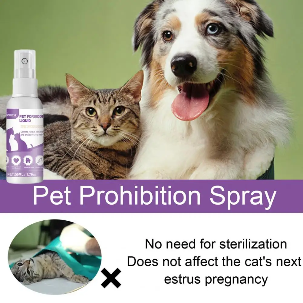 50ml Pet Calming Spray Prevent Howling Reduce Anxiety Soothe Mood Pet Dog Cat Estrus Calming Prohibition Spray Pet Supplies