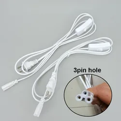 LED 튜브용 전원 케이블, 3 핀 홀, 충전 와이어 연결, ON/OFF 스위치, 조명 액세서리, 220V, EU 미국 플러그