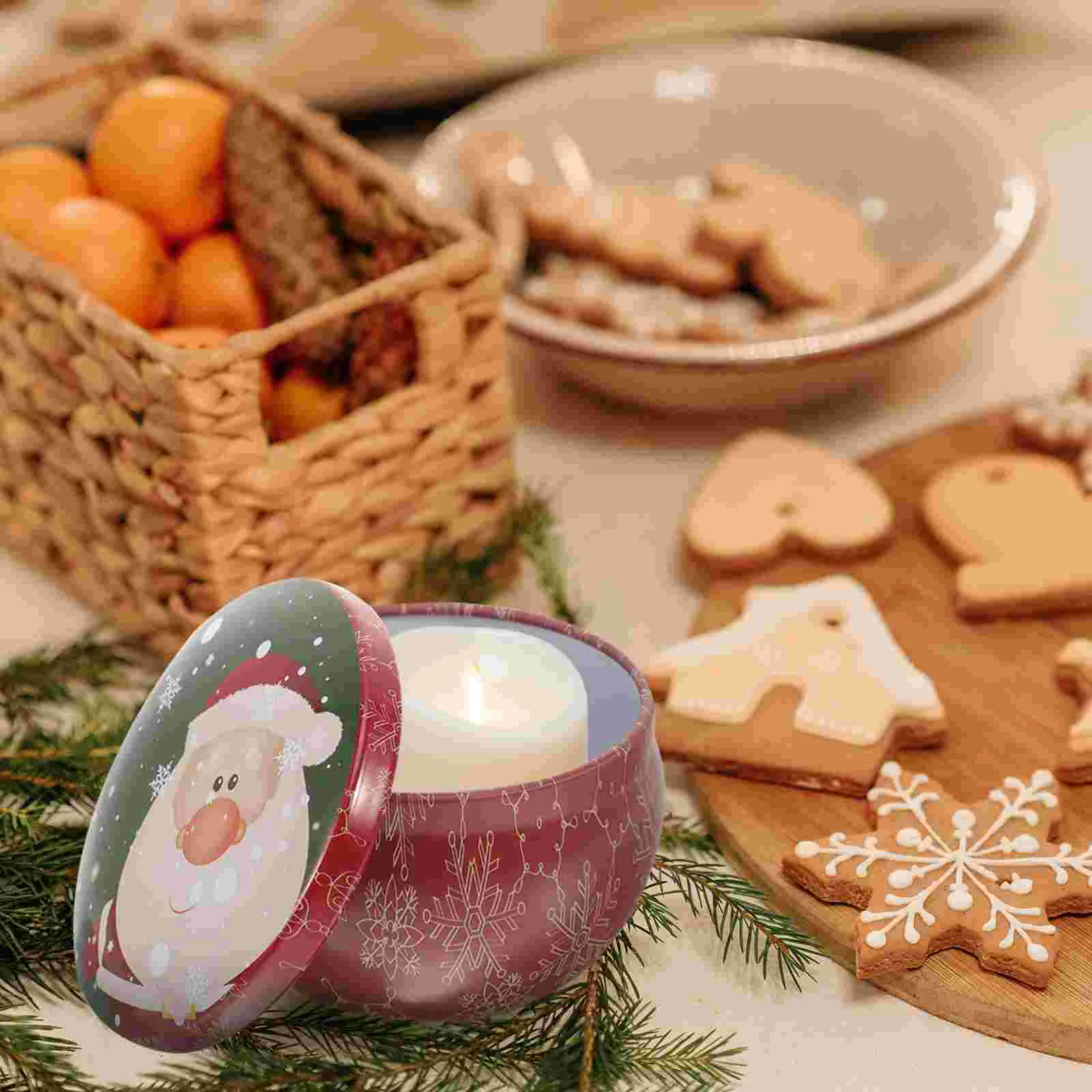 Christmas Candles Burner Burner Burner Candles Christmas Theme Scented Boxes Empty Aromatherapy Small Tins Tinplate Containers