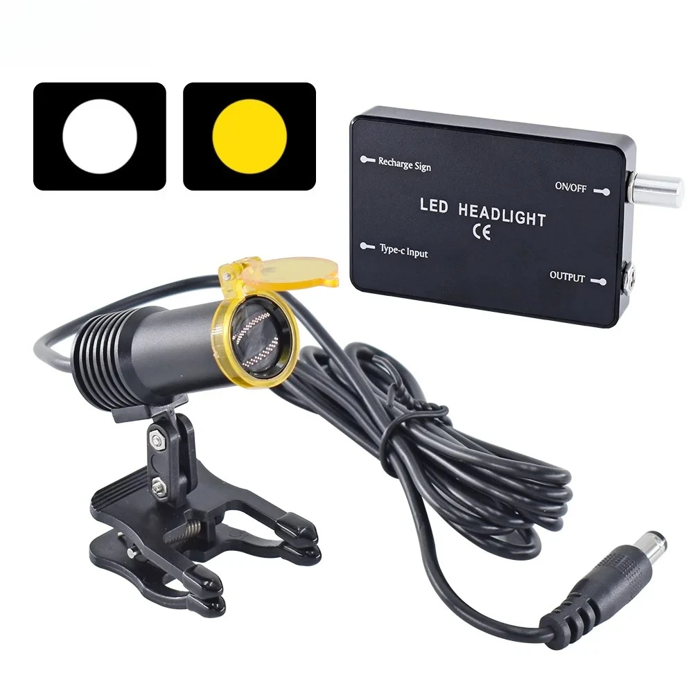 5W Headlight Belt Clip Type Headlamp with Optical Filter for Dental Loupes Lab Medical Magnifier Magnification Binocular