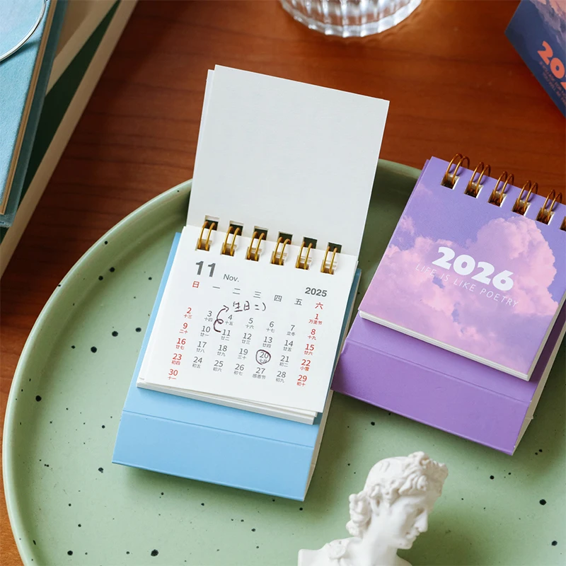 

New 2026 Landscape Mini Desk Calendar Creative Coil Calendar Planner Desktop Ornament Decoration Office Stationery