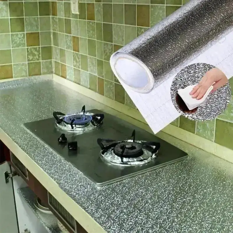 New High Temperature Self-adhesive Wall Sticker 40*100cm Kitchen Stove Aluminum Foil Oil-proof Waterproof Stickers Antifouling