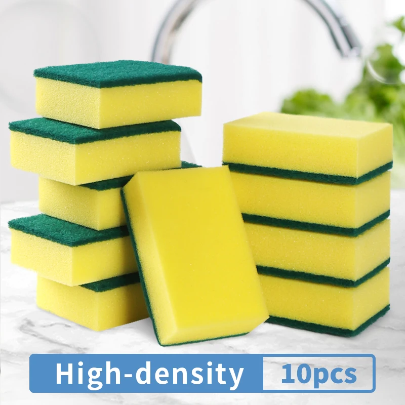 

10PCS Kitchen Sink Reusable Magic Nano Emery Dishwashing Rust Stain Sponge Washes Dishes Pot Cleaning Brush Scouring Pad Napkin