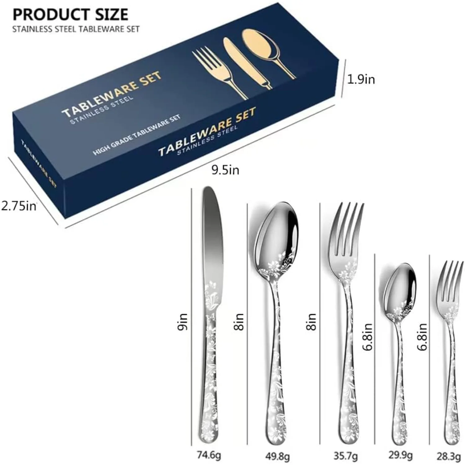 Silverware Set, 20 Piece Stainless Steel Flatware Set, Silverware Set for 4,Mirror Polished Cutlery Set, Tableware Set Includes 