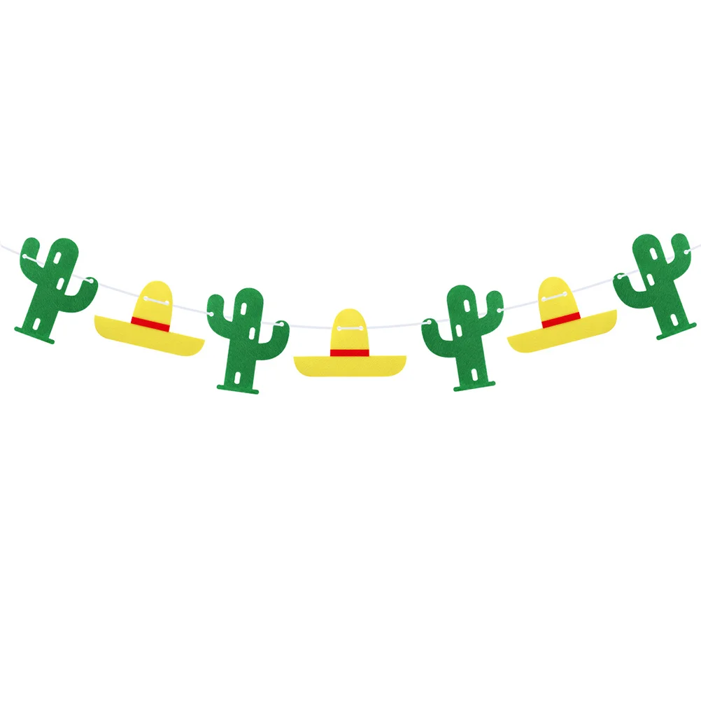 

2 set Cactus Hat Party Banner Hanging Garland Decor For Mexican Carnival Outdoor Indoor Cactus Patterned Bunting Party Hanging