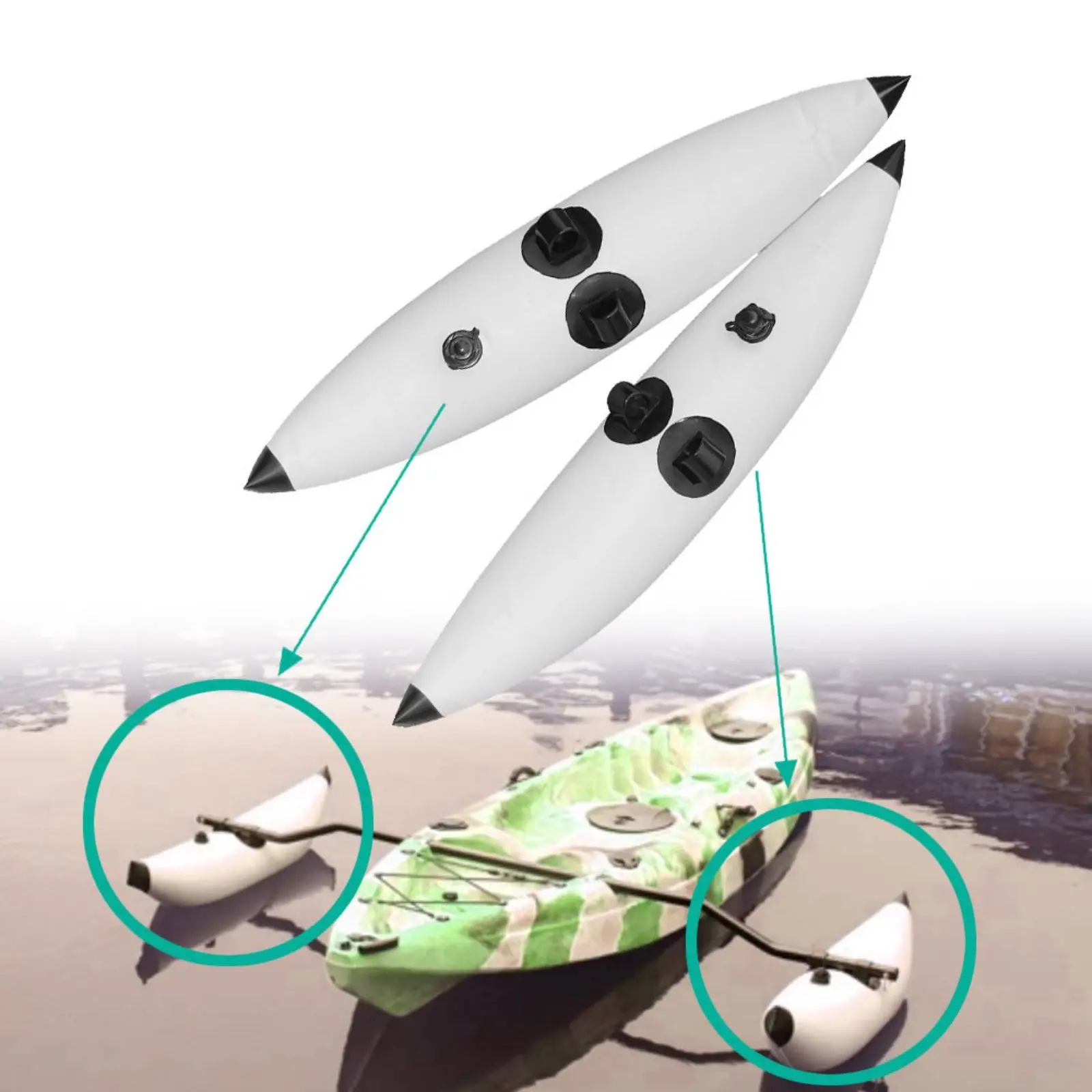Inflatable Kayak Stabilizer Buoy Stability Support Inflatable Kayak Stabilizer Outrigger Buoy Kit Portable Long-Lasting PVC