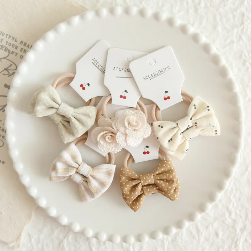 

10Pcs/Lot Sweet Hair Band Girls Hair Ties Bows Elastic Rubber Band Flower Small Dot Ball Scrunchies Baby Kids Hair Accessories