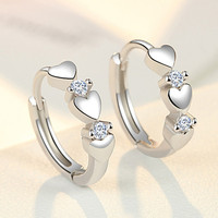 Huitan Cute Heart Small Hoop Earrings Women 3 Metal Colors Trendy Girls Ear Circle Earrings Fancy Accessories Statement Jewelry