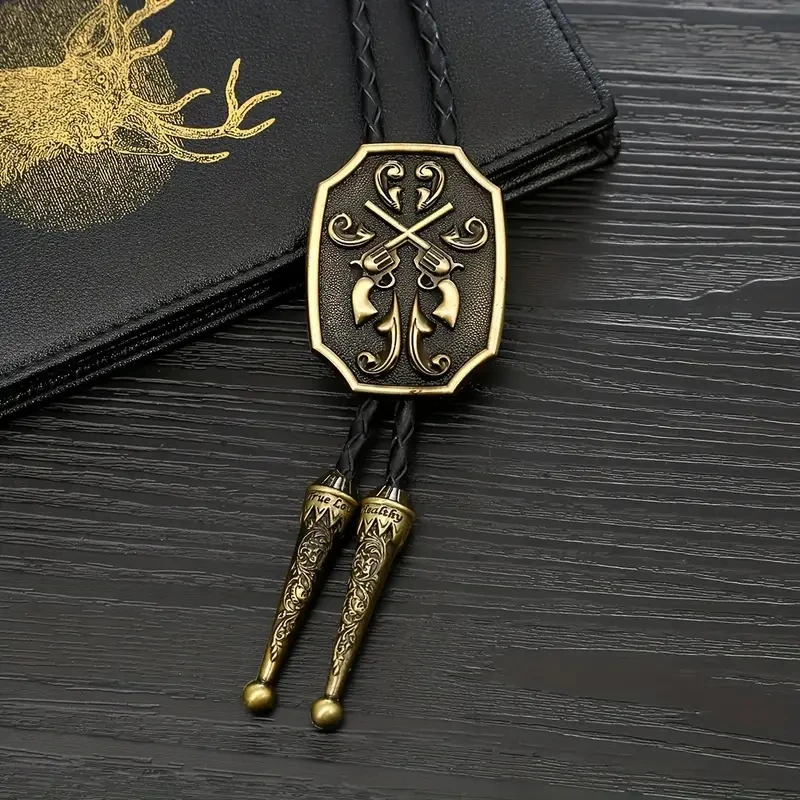 Western cowboy double gun bolo tie