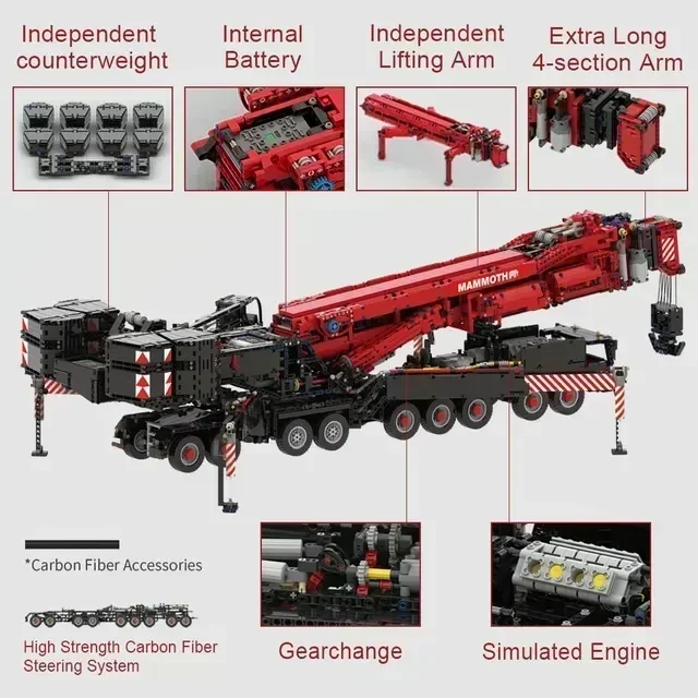 9177 шт. 2024 новейшие угги Liebherr LTM11200 Модель мобильного крана 1:20 с дистанционным управлением MOC Строительные блоки Игрушки Набор кирпичей Подарки