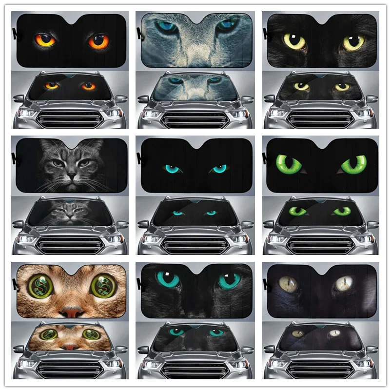 

Black Cat Eyes Car Windshield Sun Sha - Blocks UV Rays Sun Visor Protector Sunsha To Keep Your Vehicle Cool